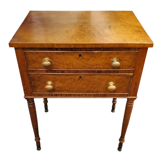 Mid-19th Century Birdseye Maple Two-Drawer Side Table For Sale