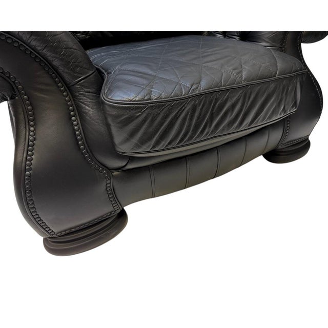 Set of Large Mid-Century Modern Chesterfield Style Lounge Chairs, 1980s, Set of 2 For Sale - Image 11 of 12