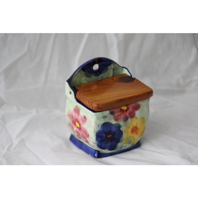 1950s Flower Decor Ceramic Salt Box, 1950s For Sale - Image 5 of 18