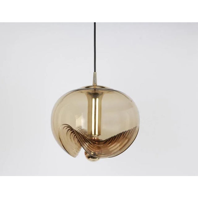 Glass Large Smoked Glass Pendant Light by Peill & Putzler, Germany, 1970s For Sale - Image 7 of 9