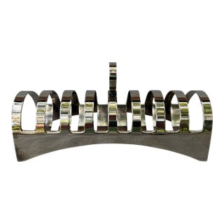 Vintage Modern Silver Plate Toast Rack Holder 8 Slice For Sale