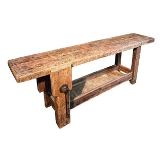 Antique French Carpenters Workbench in Oak and Beech, 1900s For Sale