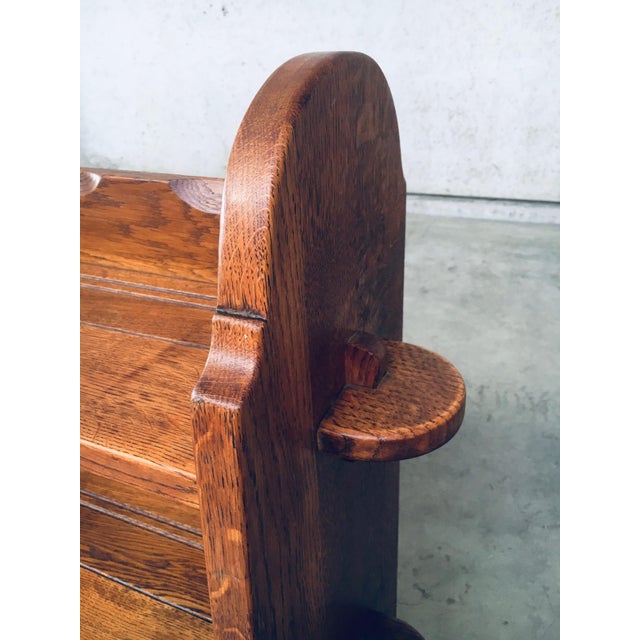 Wood Travail Populaire Handcrafted Low Bookcase in Oak, Belgium, 1950s For Sale - Image 7 of 18