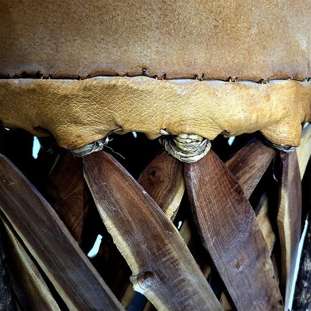 Vintage Mid-Century Mexican Equipale Leather Barrel Chairs - A Pair For Sale - Image 4 of 5
