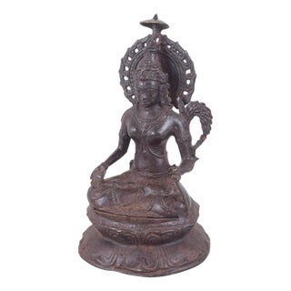 19th Century Seated Buddhist Figure in Bronze, Asia For Sale