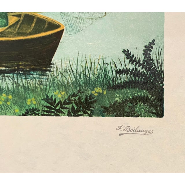 Fernand Boilauges (French, 1891 - 1991) boating party color lithograph, pencil signed and numbered 23 of 25 in Roman...