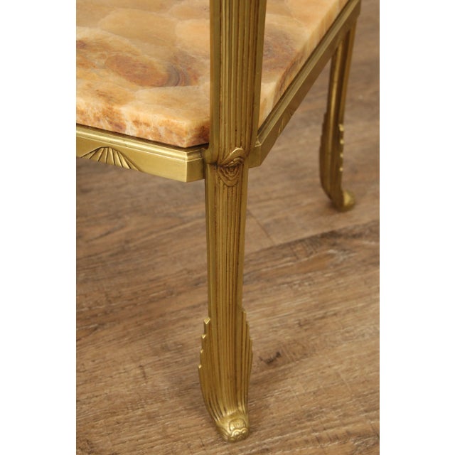 French Art Nouveau Two-Tier Onyx and Brass Side Table For Sale - Image 11 of 12