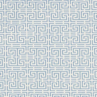 Schumacher Chinois Fret Fabric in Sky / Ivory For Sale
