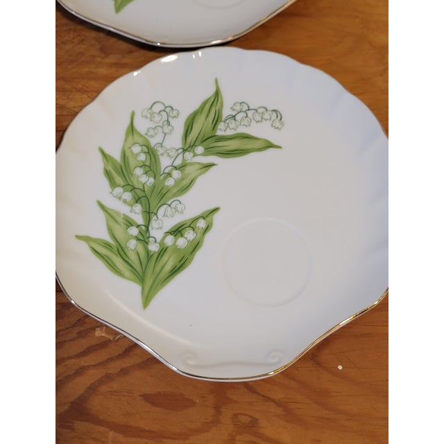 1970s Vintage Lily of the Valley Porcelain Saucers - Set of 4 For Sale - Image 5 of 10