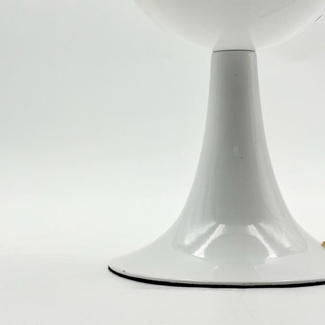 Metal Vintage Tulip Table Lamp with Purple Interior Shade, 1990s For Sale - Image 7 of 13