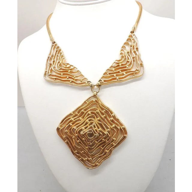 Metal 1973 Vintage Signed Napier Modernist Pendant Necklace For Sale - Image 7 of 12