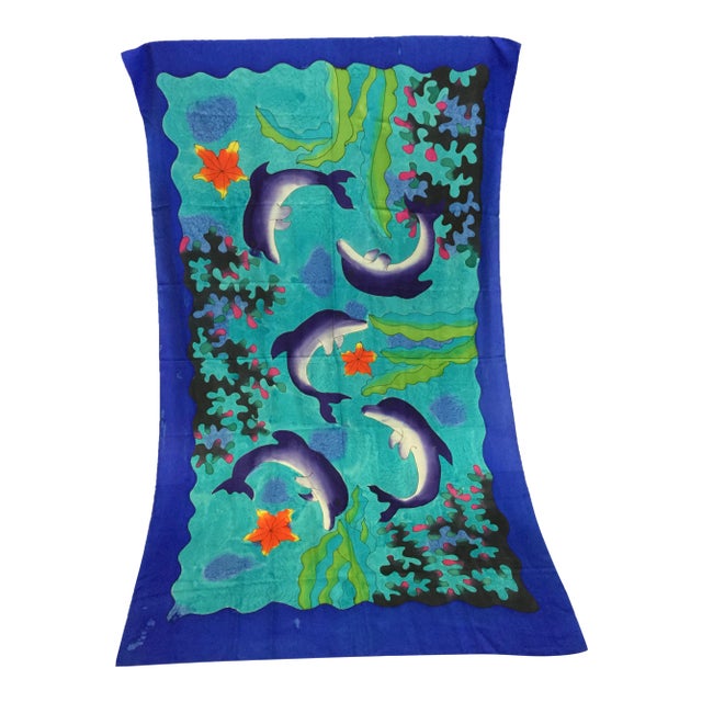 Silk Hand Painted Dolphin Art Throw For Sale