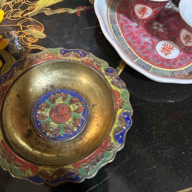 Asian Small Vintage Brass Asian Style Ashtray For Sale - Image 3 of 4