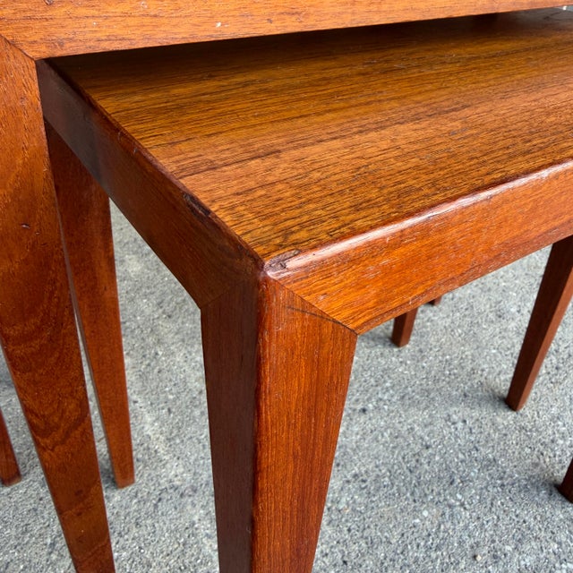 Brown Severin Hansen Jr. Danish Modern Teak Nesting Tables for Haslev, Set of 3 For Sale - Image 8 of 12