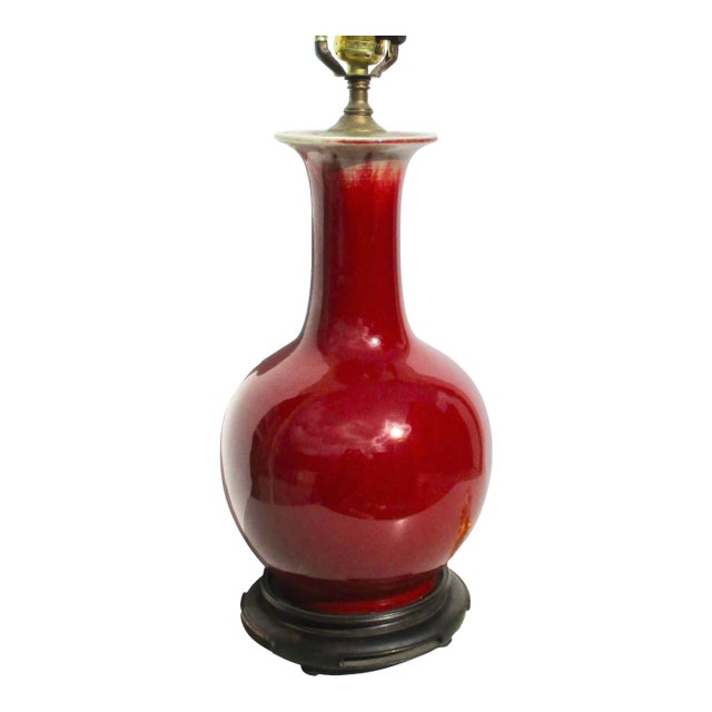 Vintage Oxblood Chinese Vase Lamp For Sale