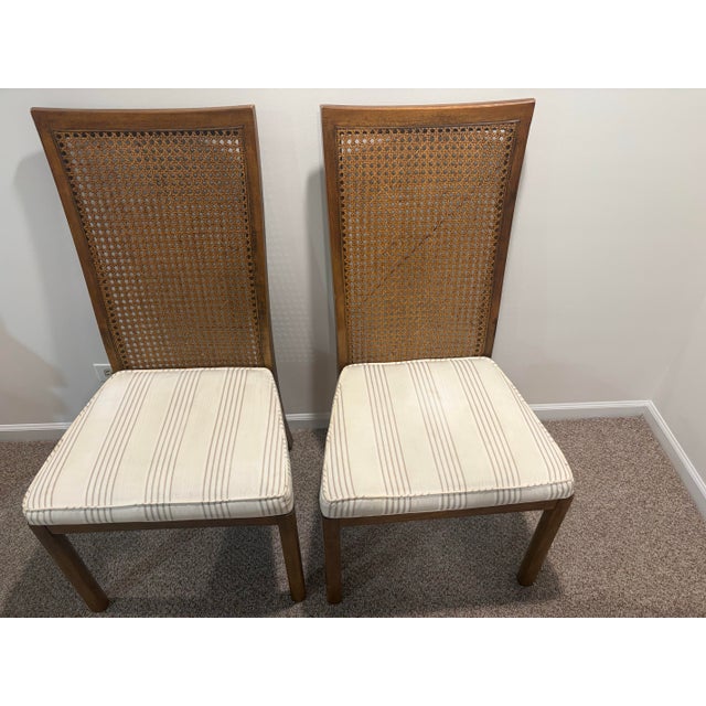 Drexel Heritage 1970s MCM Drexel Heritage Cane Back Dining Chairs (6) For Sale - Image 4 of 8