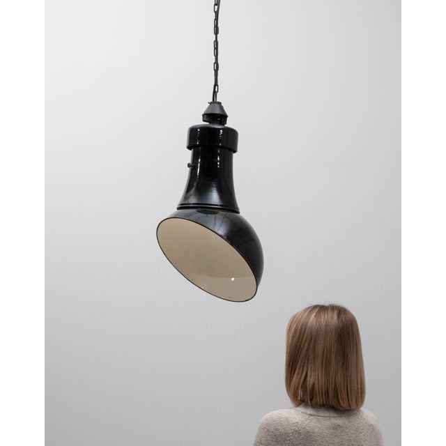 Black 1930s Czech Metal Industrial Angular Pendant Lamp For Sale - Image 8 of 18