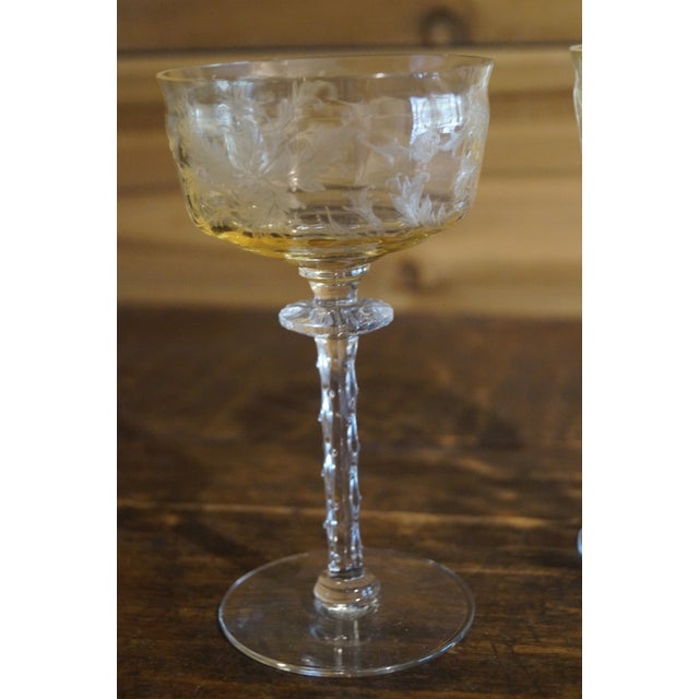 Art Nouveau Tiffin Yellow Cadena Champagne Glasses - Set of 4 For Sale - Image 3 of 5