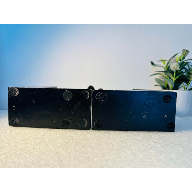 Modern Abstract Figural Bookends – Sculptural Human Forms, Dark Bronze Tone (Pair) For Sale - Image 9 of 10