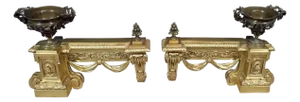 Late 19th Century Louis XVI Gilt and Patinated Bronze Chenets - A Pair