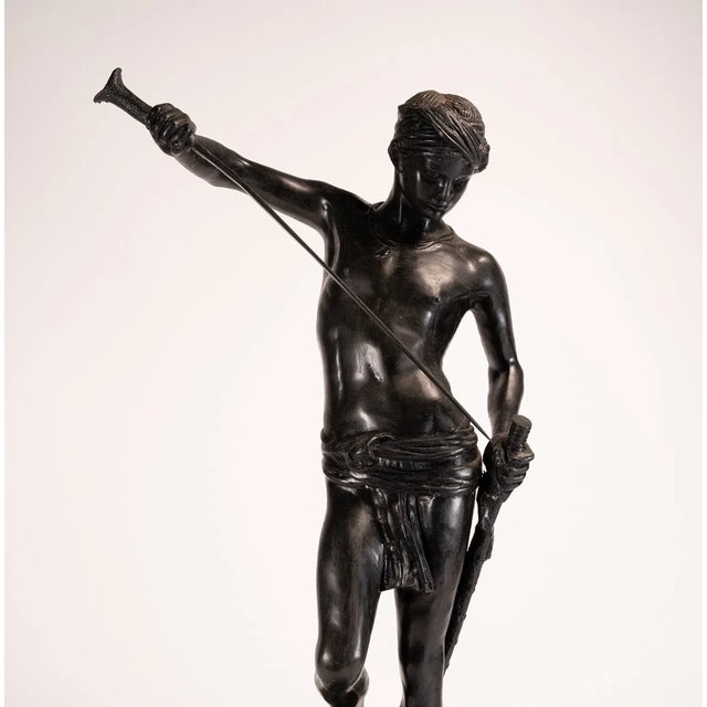 Neoclassical Rare 19th C. “David Le Vainqueur” Bronze by Antonin Mercié on Marble Base For Sale - Image 3 of 8