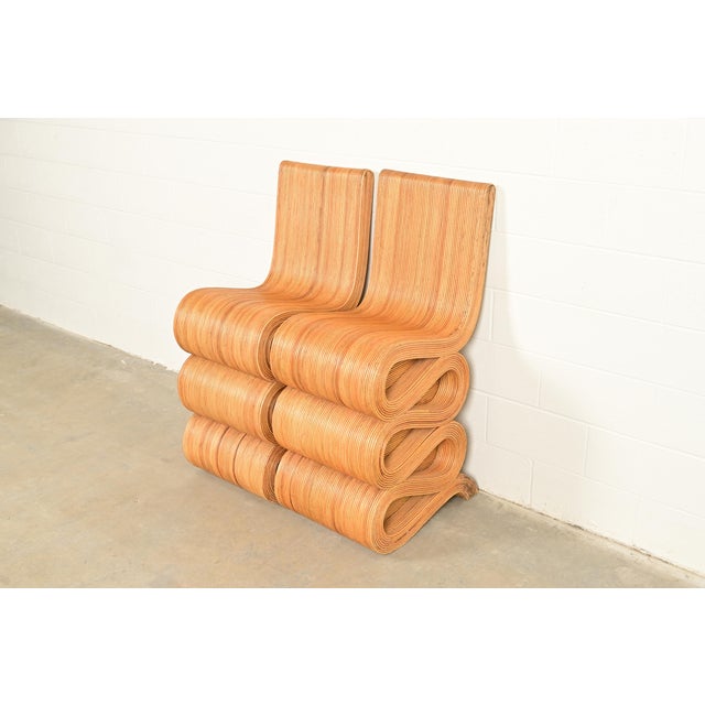 Frank Gehry Gabriella Crespi Style Italian Pencil Rattan Bar Stools, Pair For Sale - Image 4 of 12