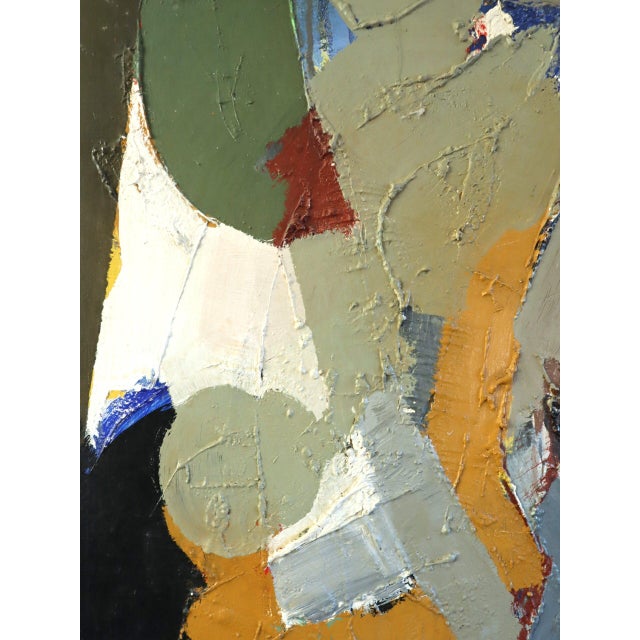 Textile Mid-Century Modern 'Intersecting Rhythm' Vintage Original Abstract Oil Painting by Swedish Painter Hans Osswald (1919-1983), Framed For Sale - Image 7 of 11