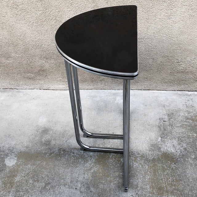 Art Deco Bauhaus Chrome and Black Laminate Console Table by Royalchrome, Circa 1930s For Sale - Image 3 of 9