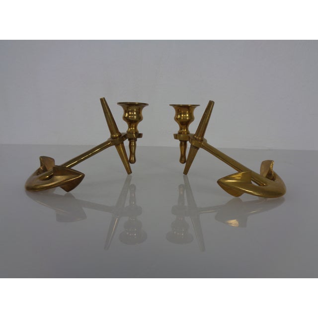 Metal Maritime Anchor Candlesticks in Brass, Germany, 1960s, Set of 2 For Sale - Image 7 of 18