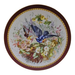 Large 19th Century Faience Platter Bird Hippolyte Boulenger Choisy Le Roi For Sale