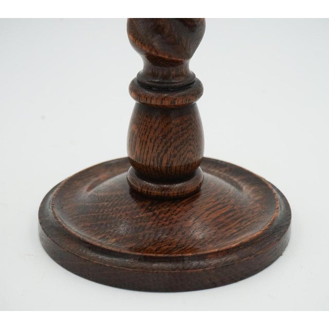 Early Victorian English Oak Barley Twist Candleholders, Set of 2 For Sale - Image 6 of 12