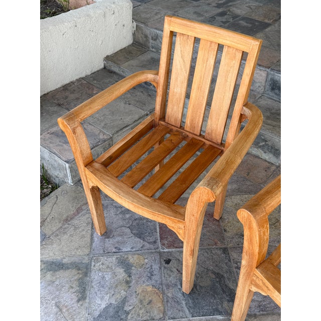 Wood Ash & Ember Sage Teak Wood Outdoor Chairs, Pair For Sale - Image 7 of 12