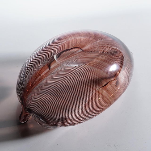 Glass Vintage Tessuto Bowl by Tyra Lundgren for Venini, Murano For Sale - Image 7 of 12