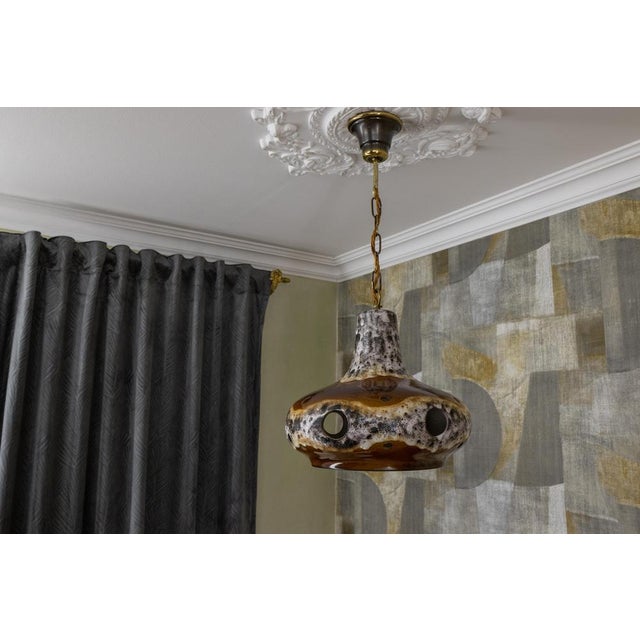 Metal German Mid-Century Modern Fat Lava Ceramic Pendant Light, 1970s For Sale - Image 7 of 18