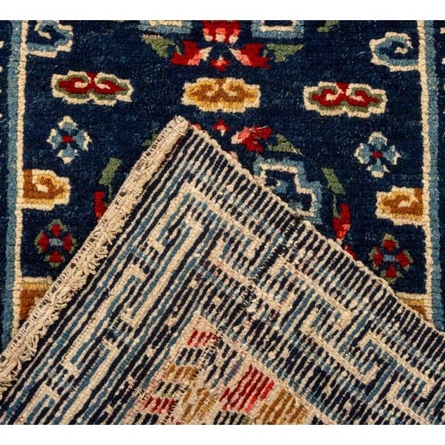 Navy Blue Tibetan Gyantse Khaden Rug, 4' 4.5" X 2' 3.5" For Sale - Image 8 of 8