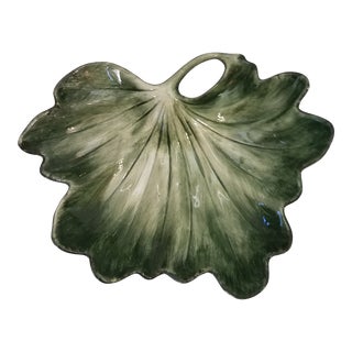 Vintage "Bassano" Hand Painted Leaf Bowl From Italy For Sale