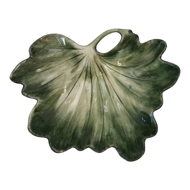 Vintage "Bassano" Hand Painted Leaf Bowl From Italy For Sale