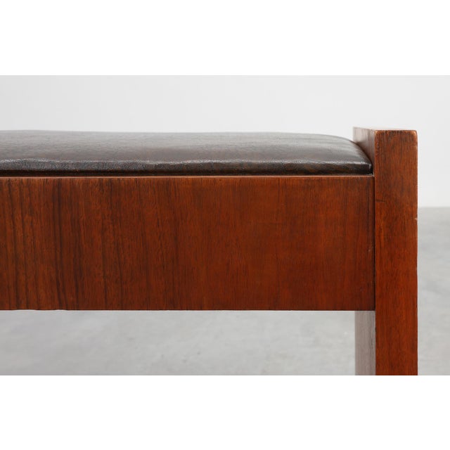 1920s Art Deco Walnut Stool with Leather Seat, Belgium, 1925 For Sale - Image 5 of 11