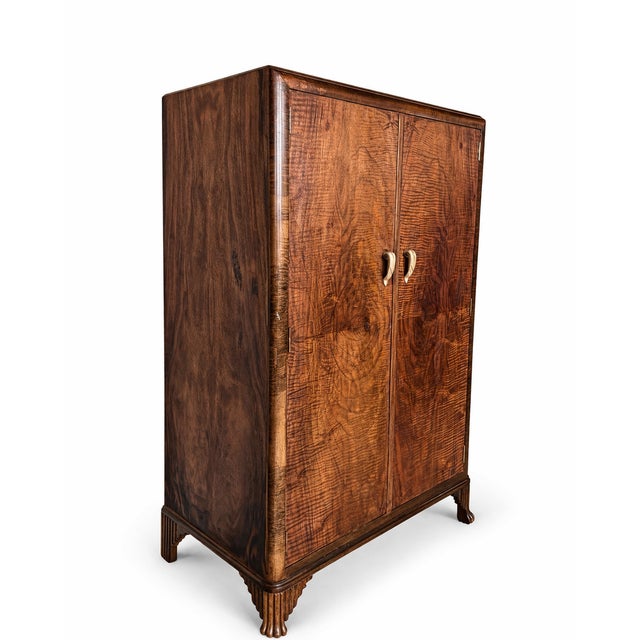 Art Deco Burr Walnut Wardrobe, 1940s For Sale - Image 3 of 10