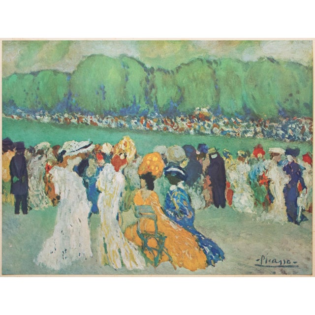 An excellent First Edition period offset lithograph, print, after painting "Longchamp" (1901) by Pablo Picasso. Comes from...