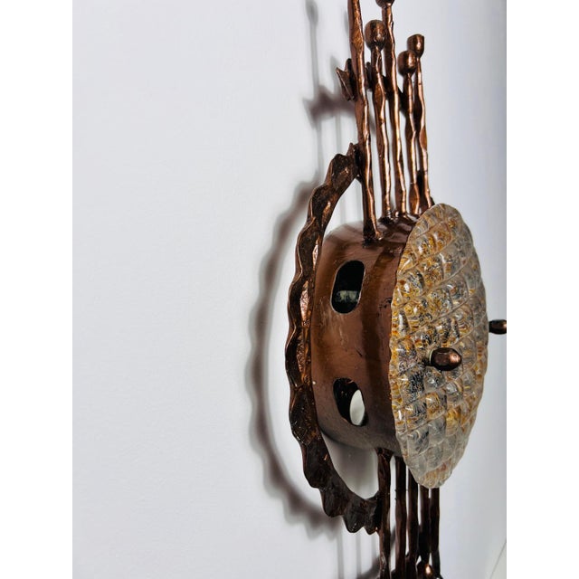 Brutalist Copper and Glass Wall Lamp, Germany, 1970s For Sale - Image 9 of 14