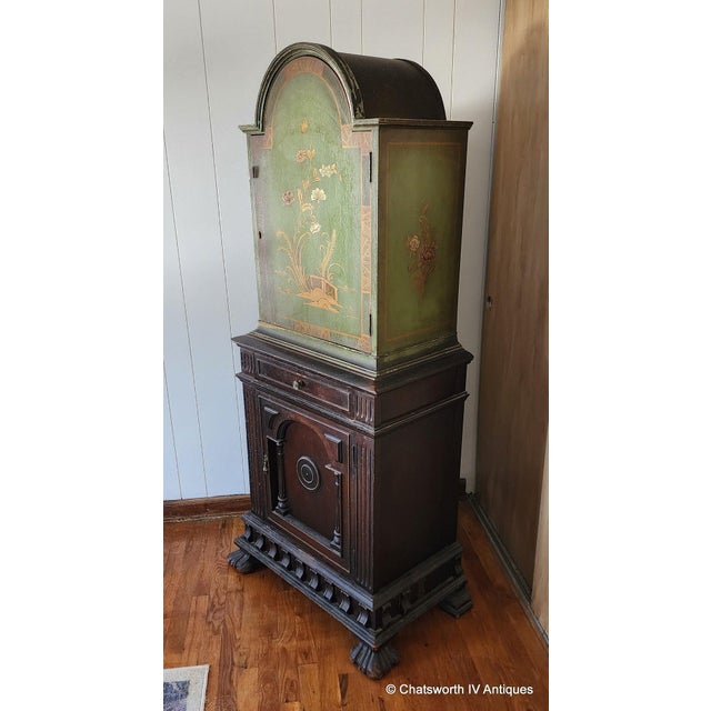 Tomlinson Antique Jacobean Chinese Decorated Carved Walnut Narrow Cabinet by Tomlinson Furniture, C1920s For Sale - Image 4 of 14