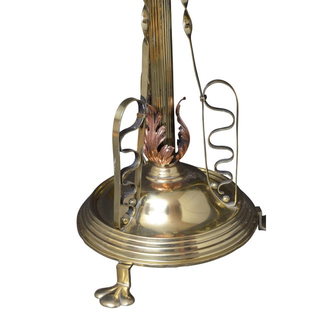 Art Nouveau Height Adjustable Standard Lamp in Brass and Copper, 1900 For Sale - Image 6 of 11