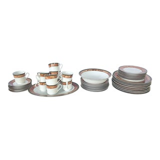 Vintage Faux Burl Style Retroneu “Wood Garland Design” China-Set of 42 For Sale