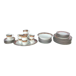 Vintage Faux Burl Style Retroneu “Wood Garland Design” China-Set of 42