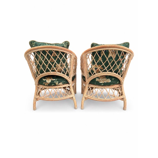 Henry Link Pair of Vintage Henry Link Pink Wicker Lounge Chairs | Palm Beach Coastal Hollywood Regency For Sale - Image 4 of 7