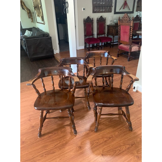 Early 21st Century Ethan Allen Captains Arm Chairs Set of 4 Chairish