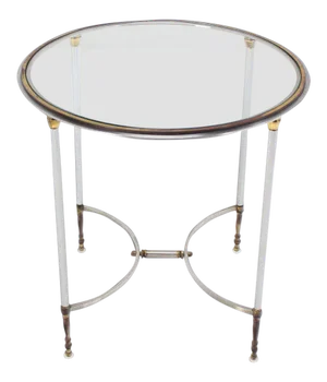 Mid-Century Mixed Media Gueridon Round Side Table