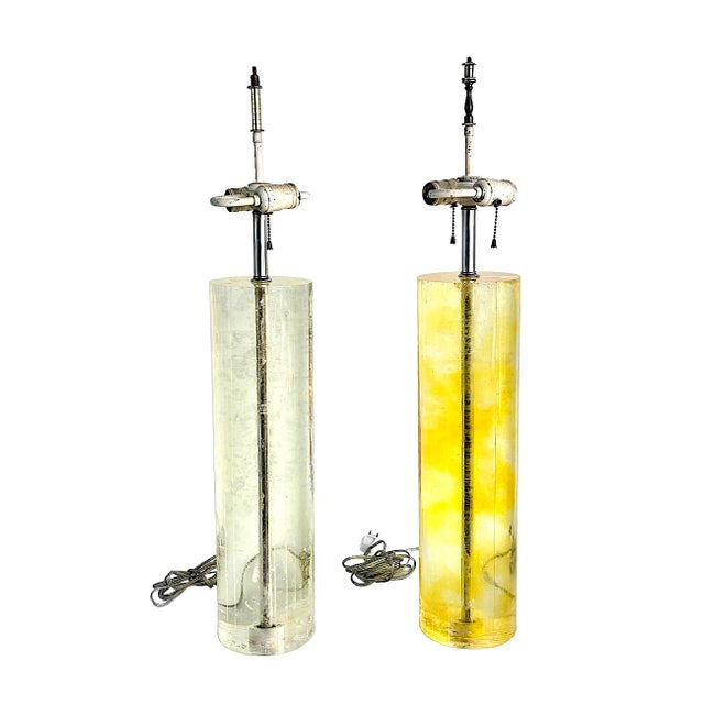 1960s Mid 20th Century Frederick Cooper Chicago Fractal Resin Tall Table Lamps, Set of 2 For Sale - Image 5 of 17