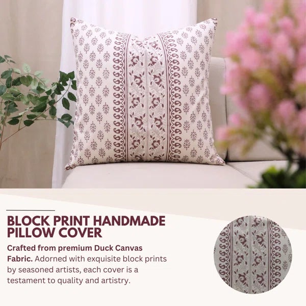 Add a touch of cultural elegance to your home with the Fabdivine Block Print Cushion Cover. Made from Duck canvas, this...